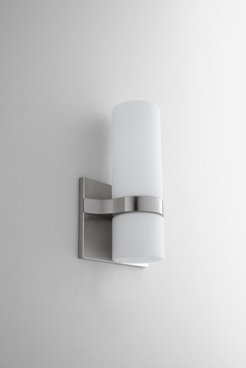 Olio Wall Sconce, 2-Light, LED, Satin Nickel, Matte Opal Shade, 11"H (3-539-24 3ZNEG)