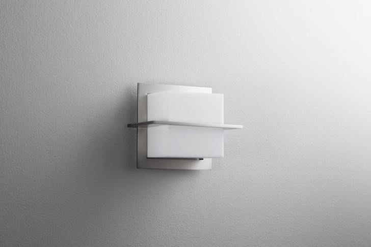 Metrix Wall Sconce, 1-Light, LED, Satin Nickel, Matte White Shade, 5.75"H (3-541-24 3ZNEM)