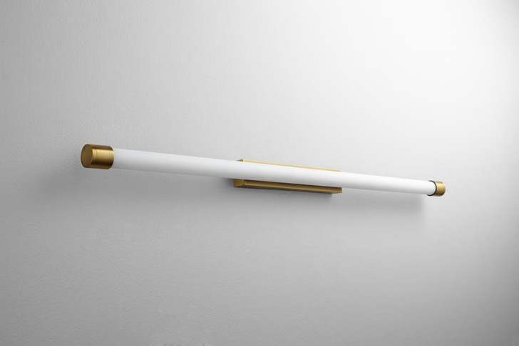 Zenith Vanity, 2-Light, LED, Aged Brass, Matte White Shade, 47.75"W (3-559-40 3ZNFF)