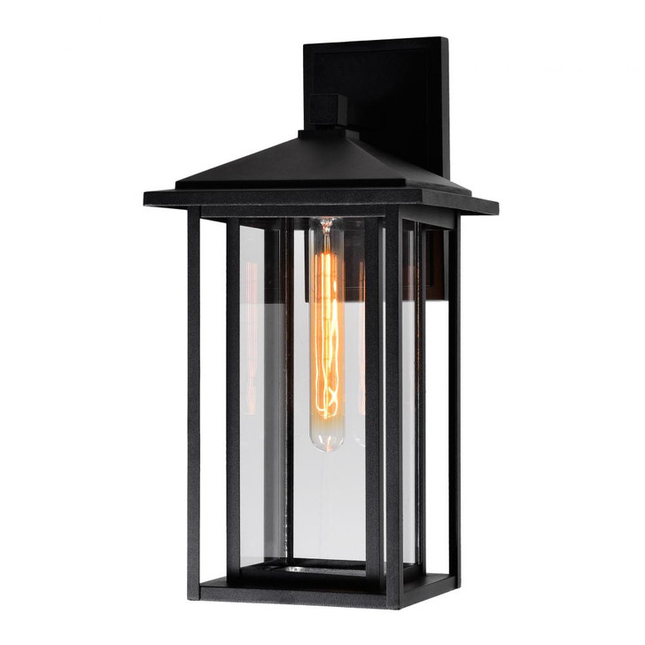 Crawford Outdoor Wall Light, 1-Light, Black, Clear Glass, 18.2"H (0417W9-1-101 3069PAF)