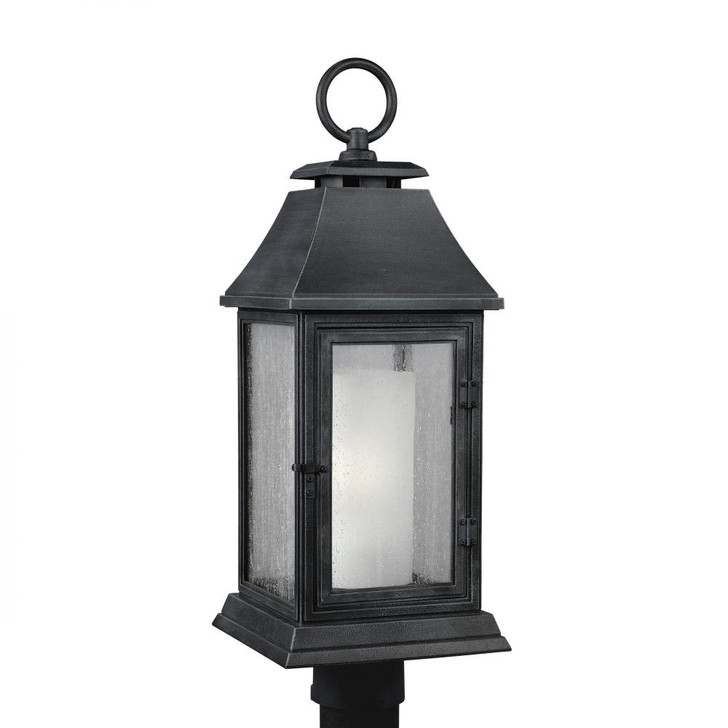 Shepherd Post Lantern, 1-Light, Dark Weathered Zinc, Opal Etched Shade, 23.63"H (OL10608DWZ 706U6H7)