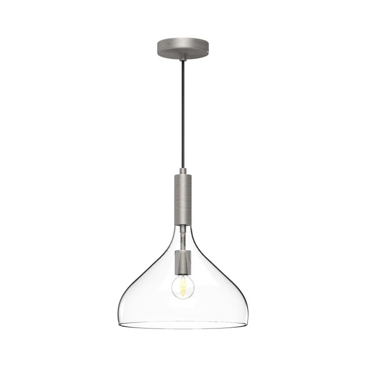 Belleview Pendant, 1-Light, Brushed Nickel, Clear Glass, 14.25"H (PD532312BNCL 706TRMT)