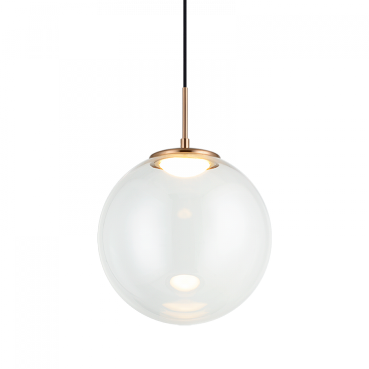 Boble Pendant, 1-Light, LED, Aged Gold Brass, Clear Glass Shade, 11.88"W (C61321AGCL 305XRWX)