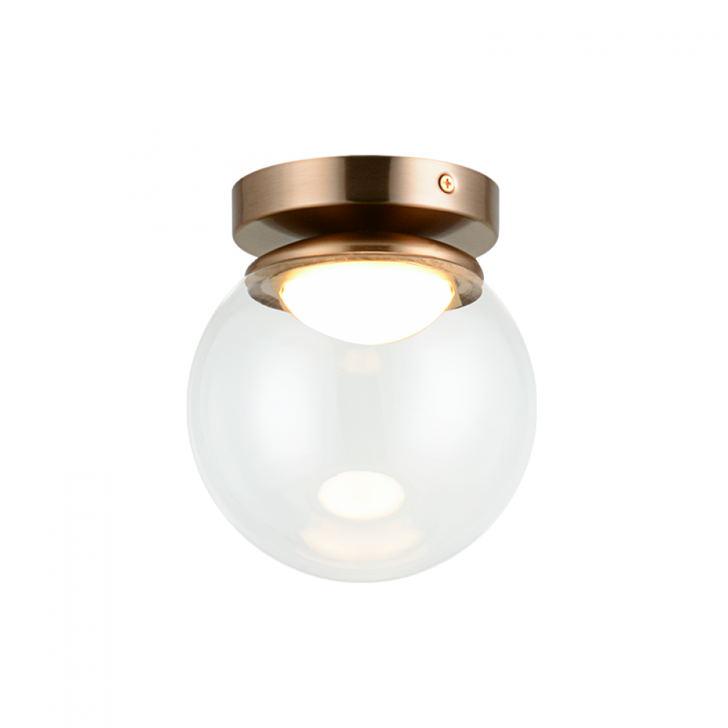 Boble Flush Mount, 1-Light, LED, Brass, Aged Gold Brass, 5.9"W (X61301AGCL 305XTXZ)