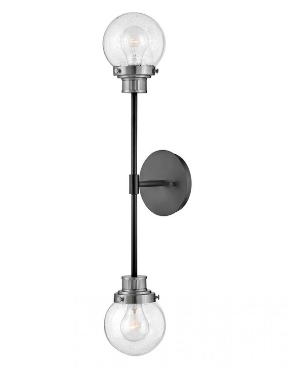 Poppy Bathroom Wall Sconce, 2-Light, Steel, 28"H (40692BK-BN 9U69F)