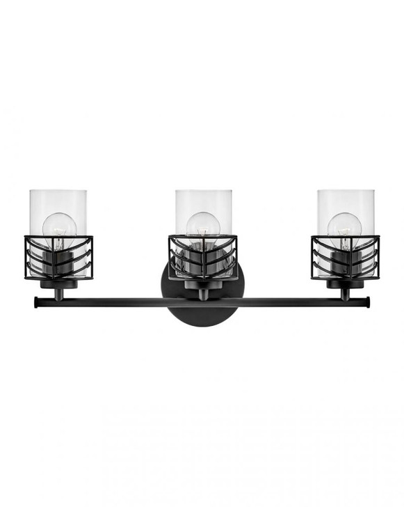 Della Square Bath Vanity Light, 3-Light, Black, 24"W (50263BK 9U76G)