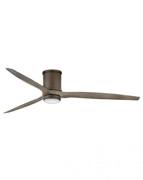 Hover Flush Mount Ceiling Fan, 3-Blade, 1-Light, LED, Metallic Matte Bronze, Walnut Blades, Etched Opal Glass, 72"W (900872FMM-LWD 9U78C)