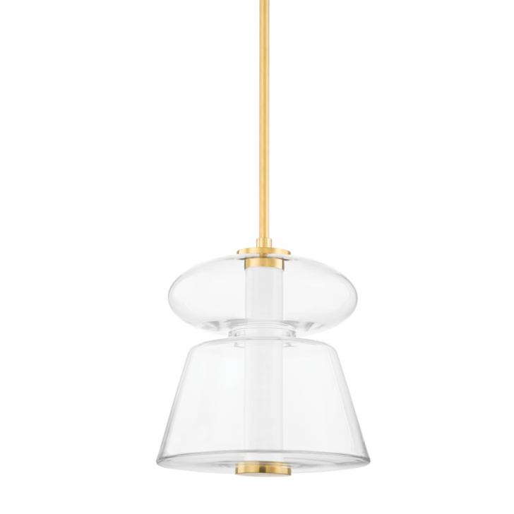 Palermo Pendant, 1-Light, LED, Aged Brass, Clear Glass Shade, 13"W (5313-AGB MA06)