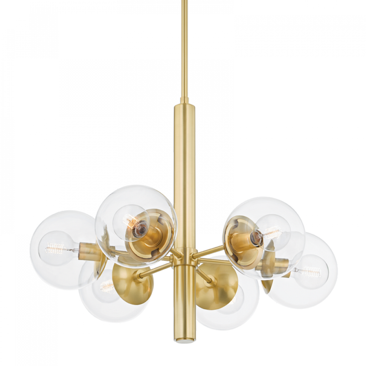 Meadow Chandelier, 6-Light, LED, Aged Brass, 28"W (H503806-AGB 608UJDU)