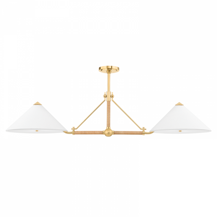 Williamsburg Island Light, 4-Light, Aged Brass, White Belgian Linen Shade, 17"W (1057-AGB A8N6F)