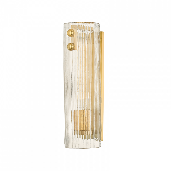 Prospect Park Wall Sconce, 1-Light, Aged Brass, Clear Piastra Shade, 14"H (1414-AGB A8P2U)