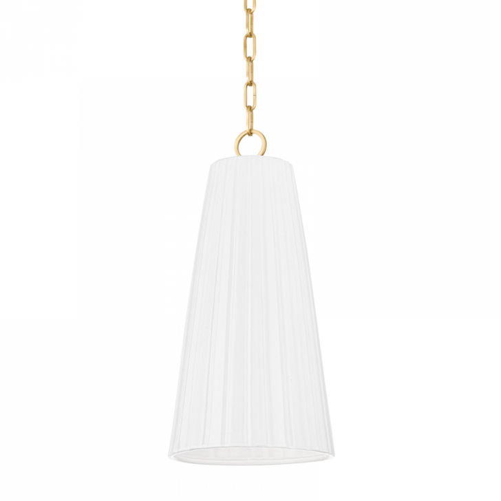 Treman Pendant, 1-Light, Aged Brass/Ceramic Gloss White, 20.25"H (1617-AGB/CGW A8P30)