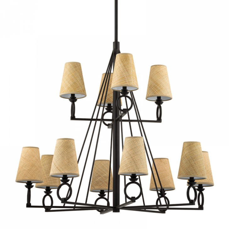 Pendelton Chandelier, 12-Light, Aged Iron, 44"W (1744-AI A8K83)