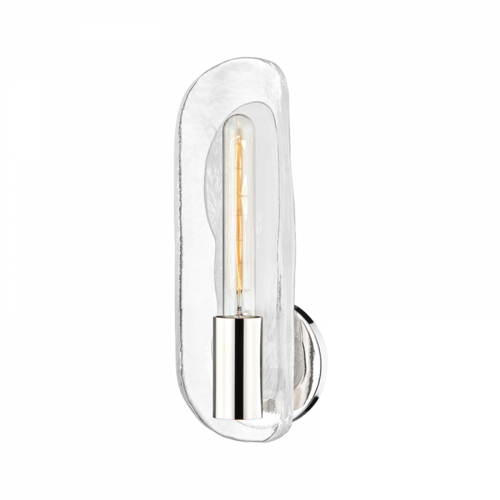 Hopewell Wall Sconce, 1-Light, Polished Nickel, Clear Piastra Shade, 13.75"H (1761-PN A8P34)