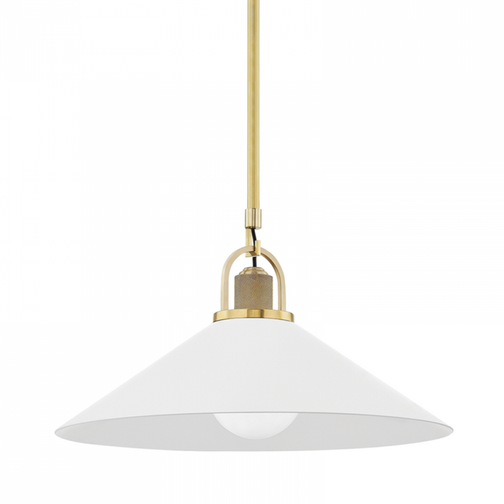 Syosset Large Pendant, 1-Light, Aged Brass/White, 20"W (2620-AGB/WH A8EA9)