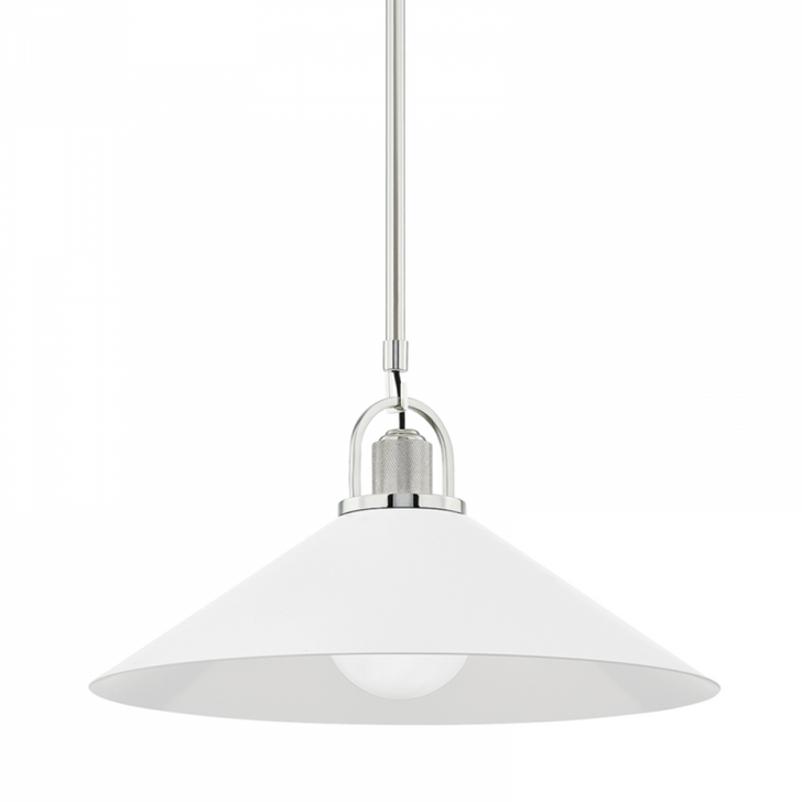 Syosset Large Pendant, 1-Light, Polished Nickel/White, 20"W (2620-PN/WH A8EAC)