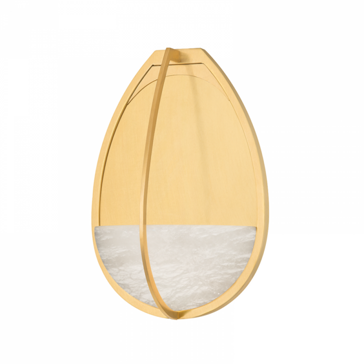 Lloyd Wall Sconce, 1-Light, LED, Aged Brass, White Spanish Alabaster Shade, 12.75"H (4309-AGB A8P3Z)