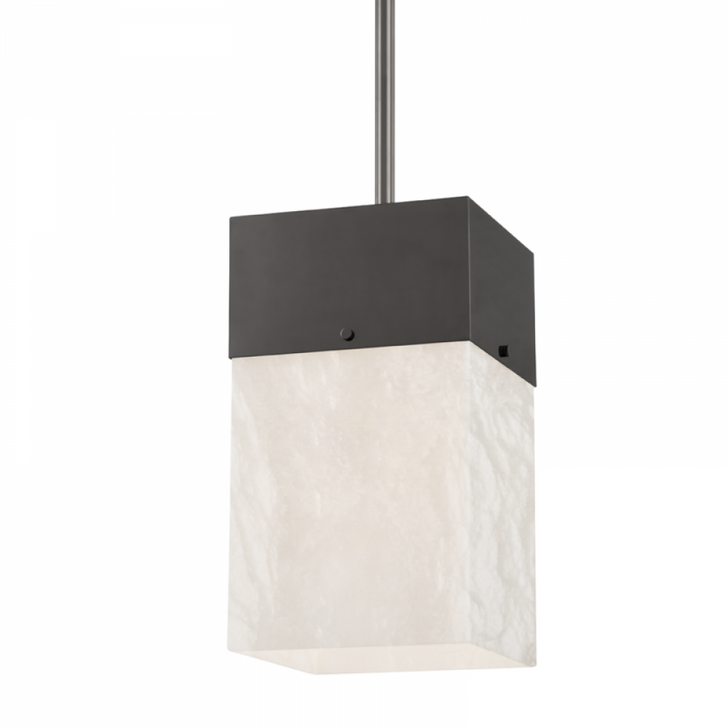 Times Square Pendant, 1-Light, Black Nickel, White Spanish Alabaster Shade, 10.5"W (3810-BLNK A8P3G)