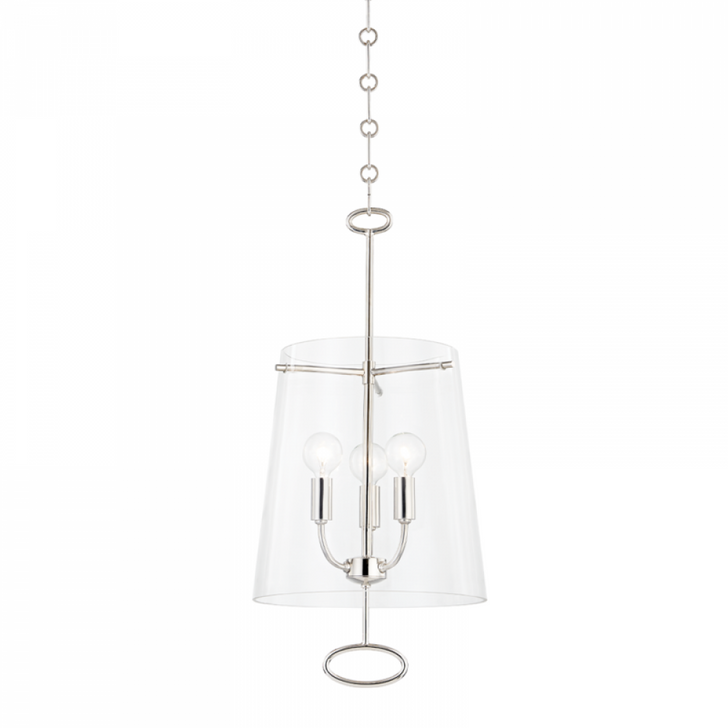 James Pendant, 3-Light, Polished Nickel, Clear Glass Shade, 22.75"H (4711-PN A8P48)