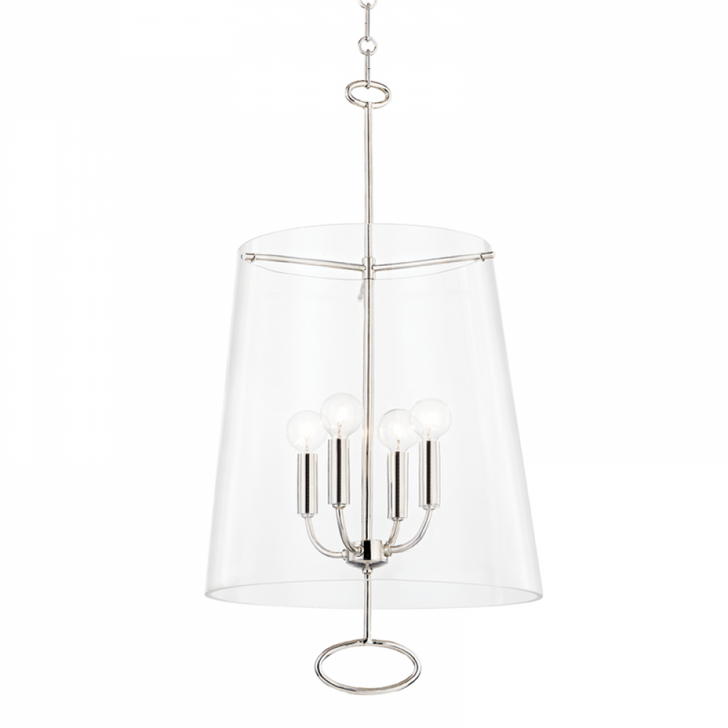 James Pendant, 4-Light, Polished Nickel, Clear Glass Shade, 27.75"H (4717-PN A8P4A)
