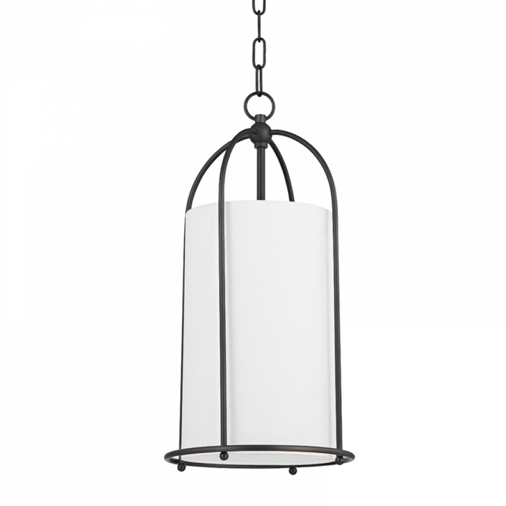 Orlando Pendant, 1-Light, Brass, White Belgian Linen Shade, 21.5"H (4810-BBR A8P4D)