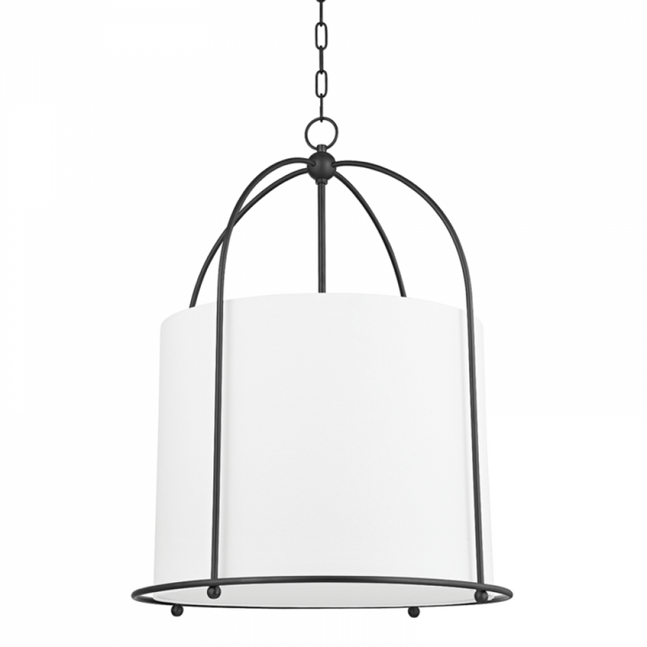 Orlando Pendant, 3-Light, Brass, White Belgian Linen Shade, 31.25"H (4822-BBR A8P4H)