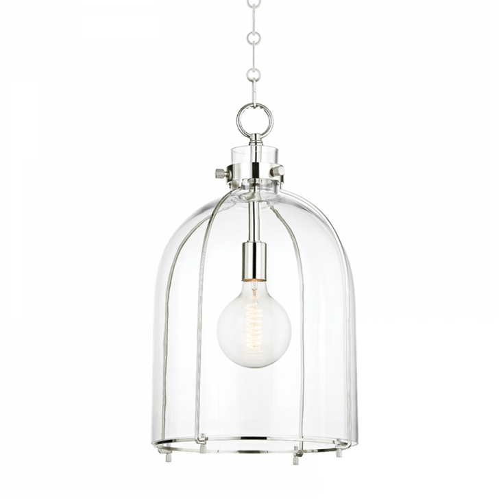 Eldridge Pendant, 1-Light, Polished Nickel, Clear Glass Shade, 23.5"H (7306-PN A8P59)