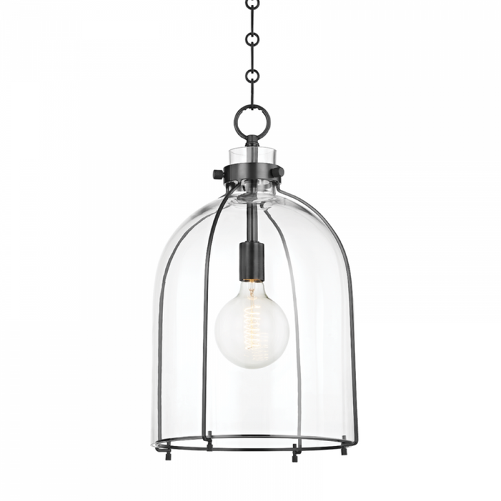 Eldridge Pendant, 1-Light, Old Bronze, Clear Glass Shade, 23.5"H (7306-OB A8P58)