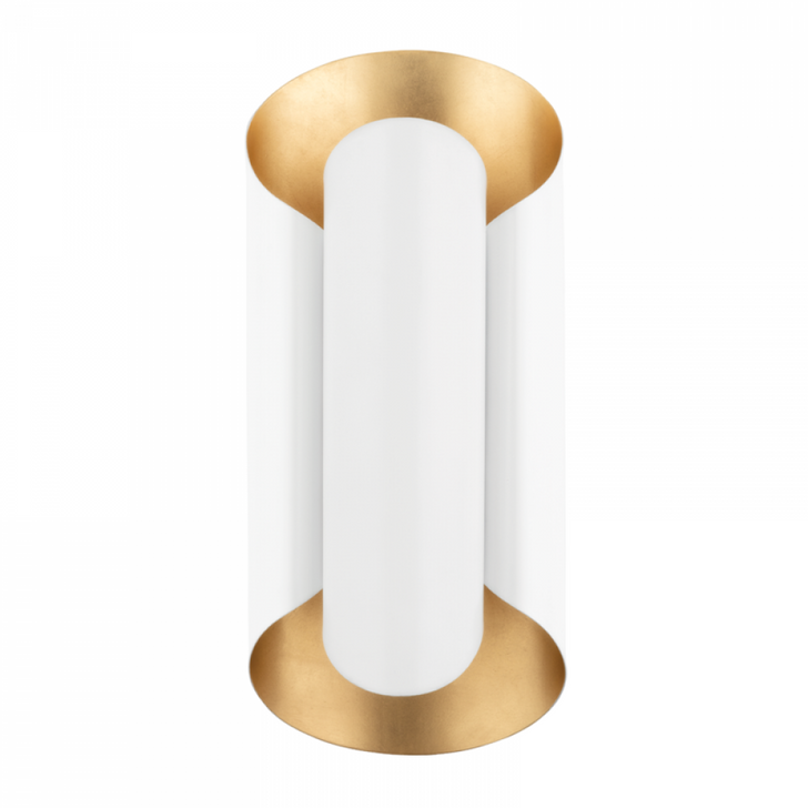 Banks Wall Sconce, 2-Light, Gold Leaf, White, 16.75"H (8500-GL/WH A8H8T)