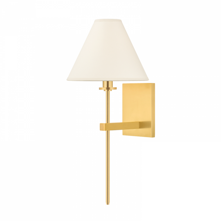 Graham Wall Sconce, 1-Light, Aged Brass, White Eco-Paper Shade, 18.75"H (8861-AGB A8P5A)