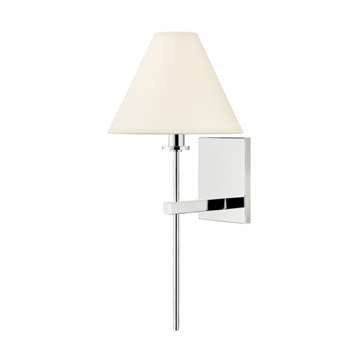 Graham Wall Sconce, 1-Light, Polished Nickel, White Eco-Paper Shade, 18.75"H (8861-PN A8P5D)