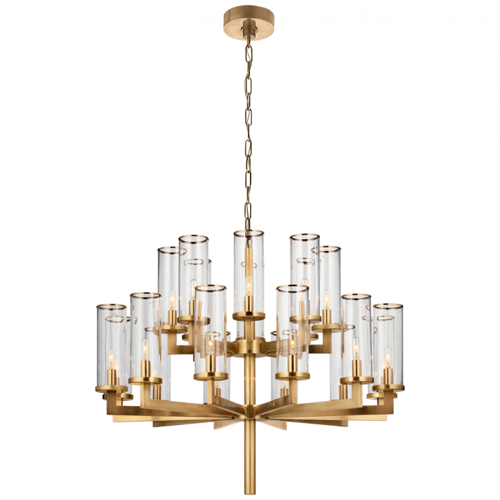 Liaison Double Tier Chandelier, 20-Light, Antique-Burnished Brass, 34"W (KW 5201AB-CG CX23J)