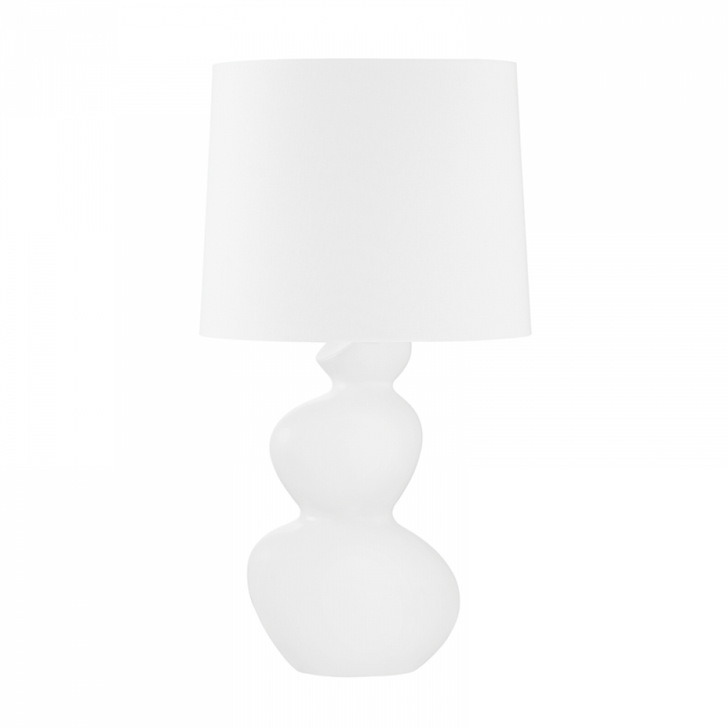 Kingsley Table Lamp, 1-Light, Aged Brass/Ceramic Satin, White Belgian Linen Shade, 28.25"H (L1737-AGB/CSW ACFYW)