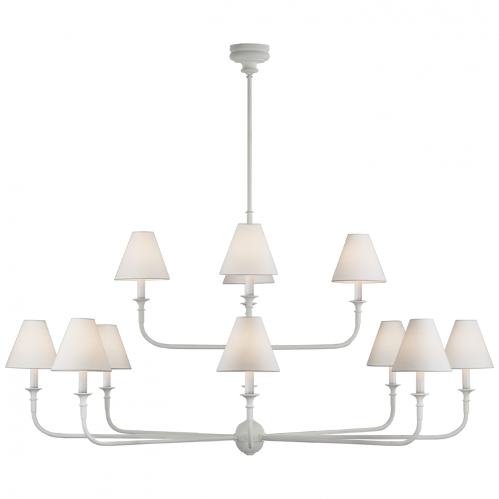 Piaf Grande Two-Tier Chandelier, 12-Light, Plaster White, 58"W (TOB 5453PW-L CX33Z)