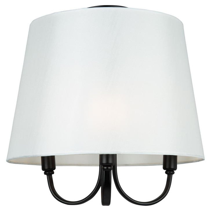 Rhythm Semi-Flush Mount, 3-Light, Black, White Shade, 15.7"W (SC13334BK 340431LK)