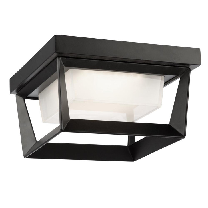 Waterbury Outdoor Flush Mount, LED, Black, Frosted Shade, 9.1"W (AC9186BK 340431KX)