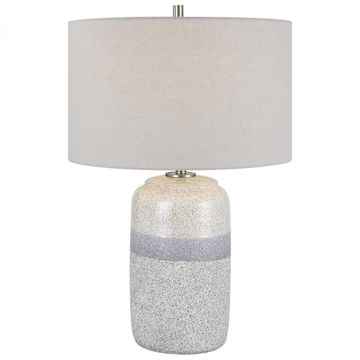 Pinpoint Table Lamp, 1-Light, White/Gray, Light Gray Linen Hardback Shade, 25"H (30054-1 A6GLK)