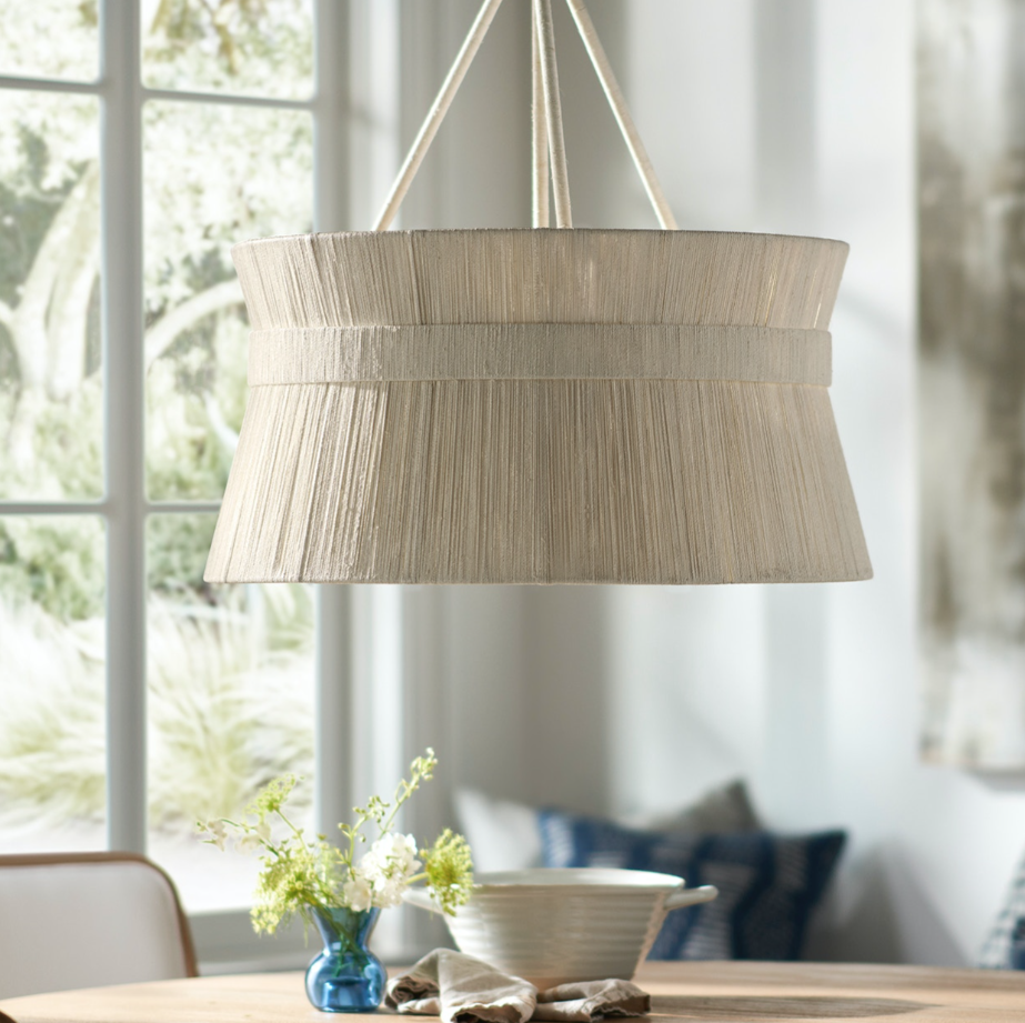 Cassidy Chandelier 3-Light Bohemian Style in White Abaca Rope