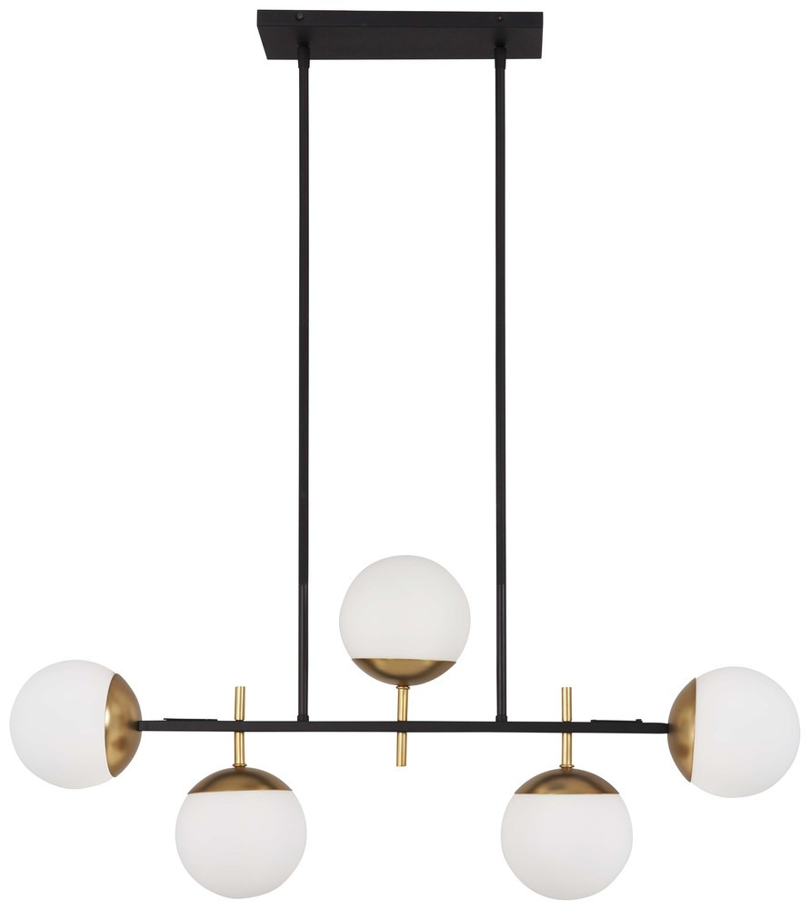 Alluria Island Light, 5-Light, LED, Weathered Black With Autumn Gold, Etched Opal Glass, 15.75"H (P1355-618 JUV7)