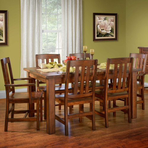 Amish Ancient Mission Rustic Butcher Block Top Leg Dining Table — product view