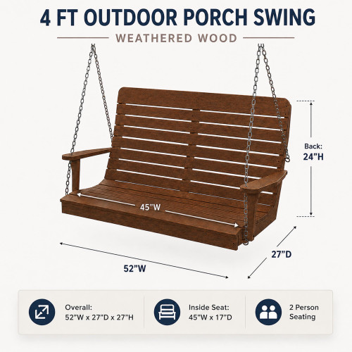 Ecommersify Inc Fairfax HDPE Poly Porch Swing, Amish Made in USA