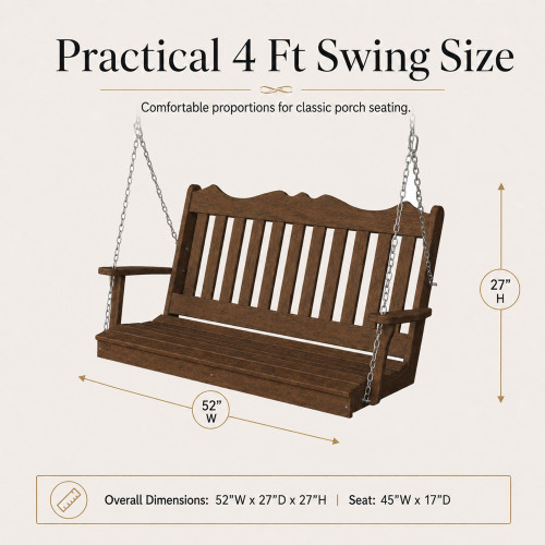 Ecommersify Inc Estate Crown HDPE Poly Porch Swing, Amish Made in USA