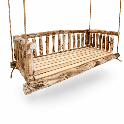 Ecommersify Inc Rustic Colorado Aspen Log Hanging Daybed Swing, Amish Made in USA