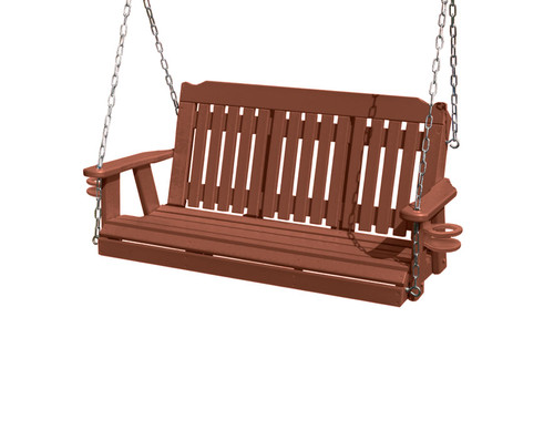 Ecommersify Inc Logan HDPE Poly Porch Swing with Cup Holders, Solid Colors, Amish Made in USA