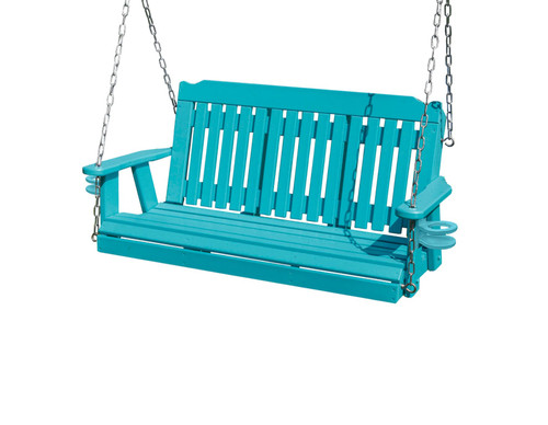 Ecommersify Inc Logan HDPE Poly Porch Swing with Cup Holders, Solid Colors, Amish Made in USA