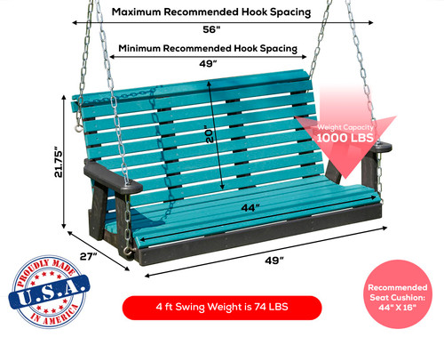 Ecommersify Inc Lancaster Rollback HDPE Poly Porch Swing, Amish Made in USA