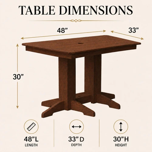 Ecommersify Inc Rectangular HDPE Poly Outdoor Dining Table, Amish Made in USA