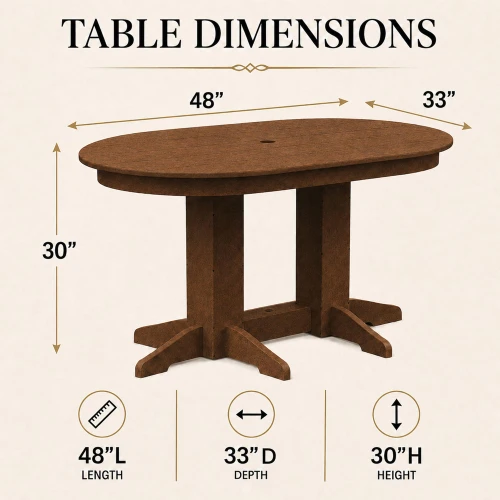 Ecommersify Inc Oval HDPE Poly Outdoor Dining Table, Amish Made in USA