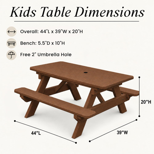 Ecommersify Inc Kids HDPE Poly Outdoor Picnic Table, Amish Made in USA