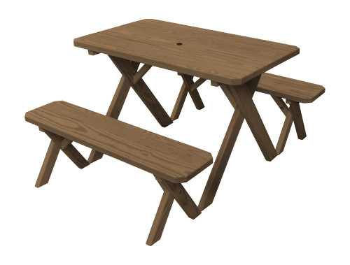Ecommersify Inc Pine Picnic Table with 2 Benches, Amish Made in USA
